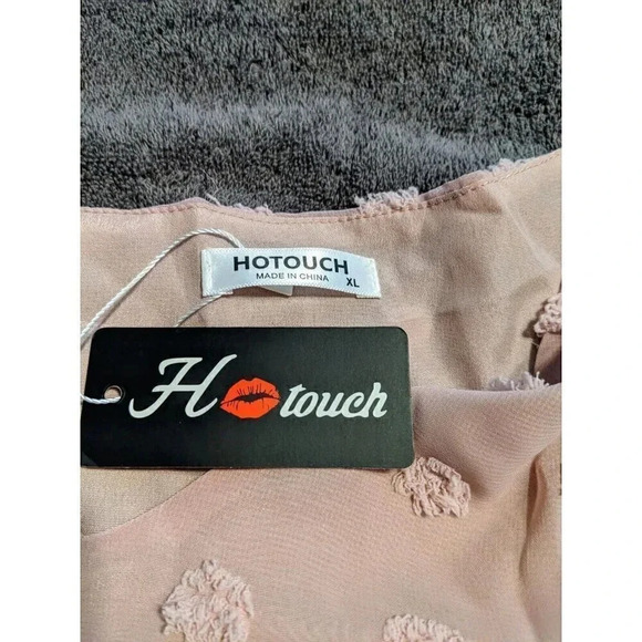 Hotouch Womens Babydoll Top Swiss Dot Ruffle Tiered V Neck Blouse XL NWT - Picture 5 of 6